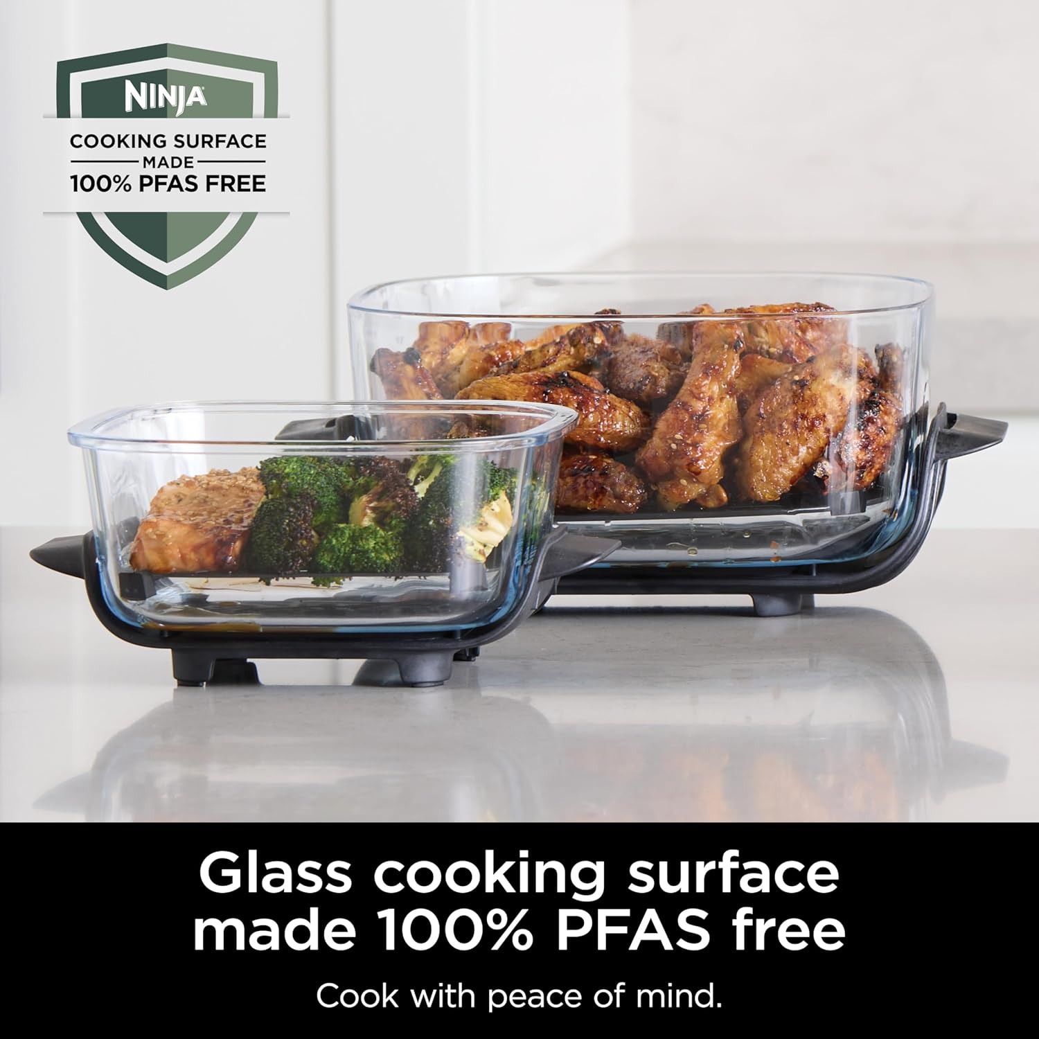 Recommended non-toxic glass Ninja microwave air fryer with storage lids