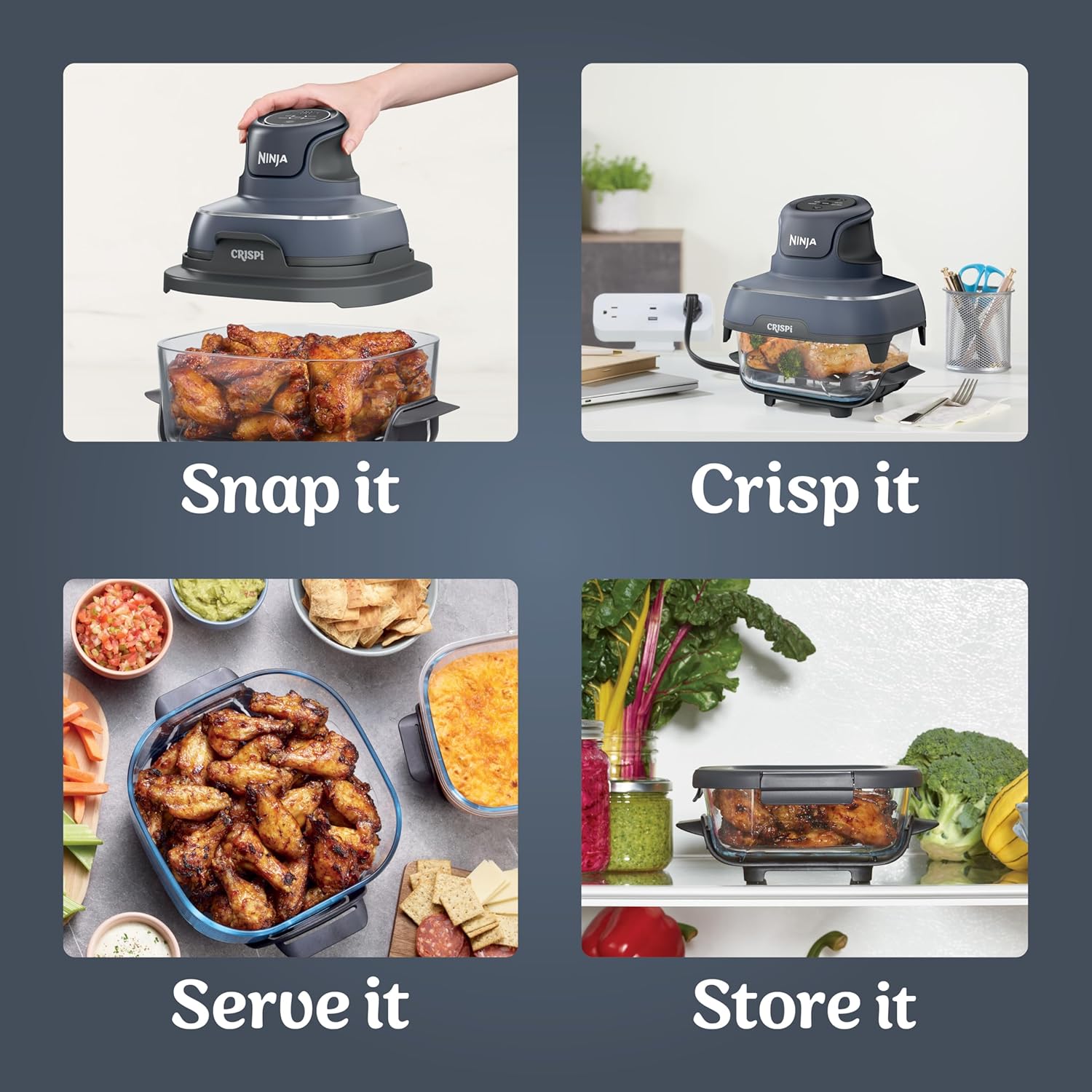 Recommended non-toxic glass Ninja microwave air fryer with storage lids